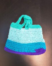 Medium Size Purse,  Hand made in Hastings Minnesota Hand Made Purse with Acrylic Cotton Purple Teal & Light Mint Green  Pickup in Hastings MN  No Shipping offered.